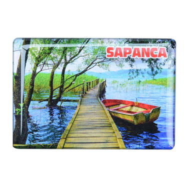 Sapanca Themed Epoxy Dome Rectangle Souvenir Fridge Magnet 80x55 cm - Thumbnail