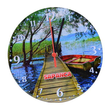 Sapanca Themed Epoxy Wall Clock Home Decoration 20 Cm - Thumbnail