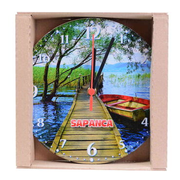 Sapanca Themed Epoxy Wall Clock Home Decoration 20 Cm - Thumbnail