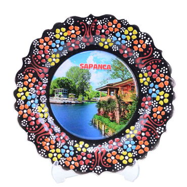 Myros - Sapanca Themed Turkish Ceramic Plate With Epoxy 18 Cm