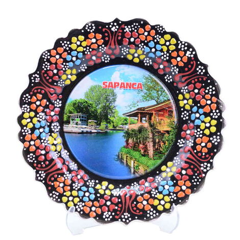 Sapanca Themed Turkish Ceramic Plate With Epoxy 18 Cm