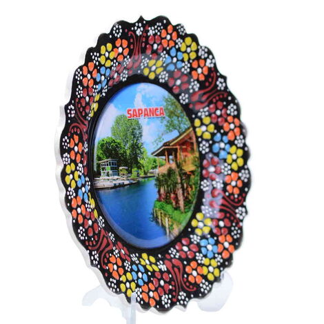 Sapanca Themed Turkish Ceramic Plate With Epoxy 18 Cm