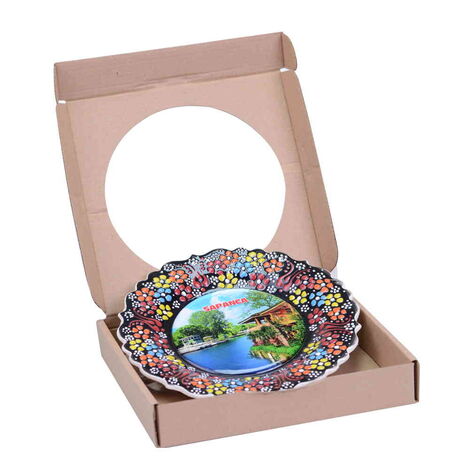 Sapanca Themed Turkish Ceramic Plate With Epoxy 18 Cm