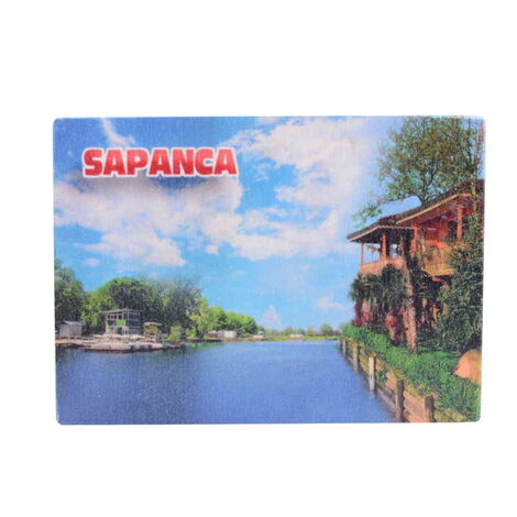 Sapanca Themed Wooden Uv Printed Souvenir Fridge Magnet 93x68 mm