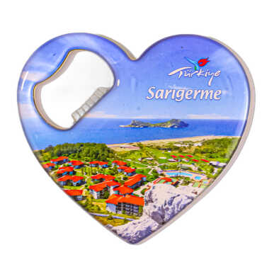 Sarıgerme Themed Myros Metal Heart Bottle Opener Refrigerator Magnet 85x76 mm