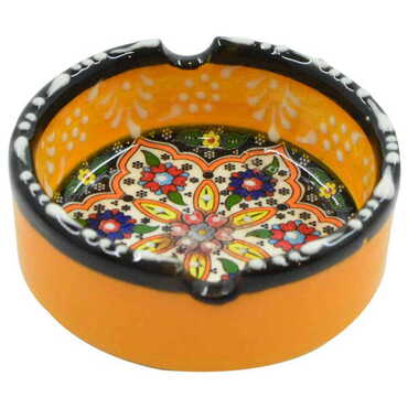 Sarimsakli Themed Turkish Ceramic Special Relief Ashtray Small Size - Thumbnail