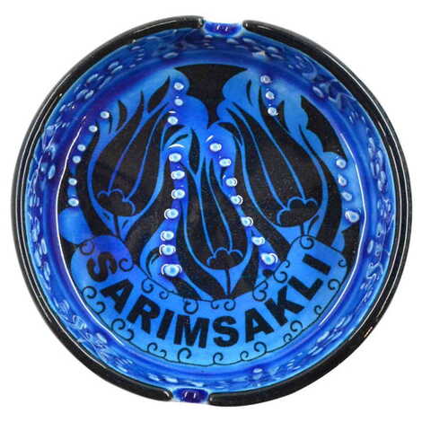 Sarimsakli Themed Turkish Ceramic Turquoise Ashtray Big Size