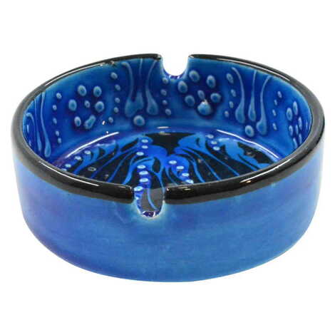 Sarimsakli Themed Turkish Ceramic Turquoise Ashtray Big Size