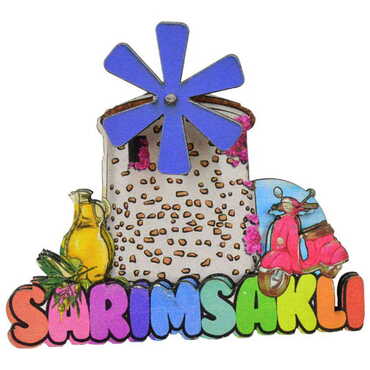 Sarimsakli Themed Wooden Customised 2D Souvenir Fridge Magnet - Thumbnail