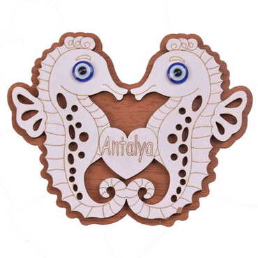 Myros - Sea Creatures Themed Wooden Engraved Souvenir Fridge Magnet