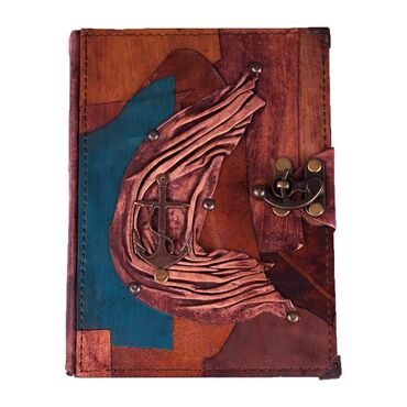 Sea Products Themed Large Leather Notebook - Thumbnail