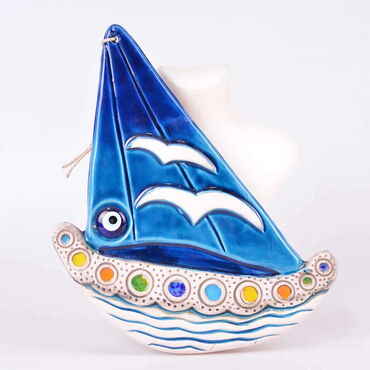 Sea Products Themed Nautical Ceramics Sixth Size Wall Hanging - Thumbnail