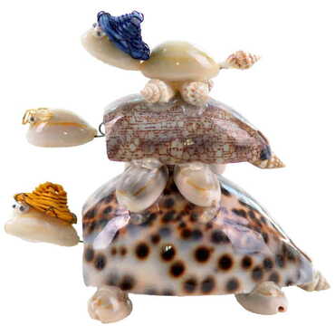 Myros - Sea Shell Triple Family Turtles with Hats Figurine 3 in 1