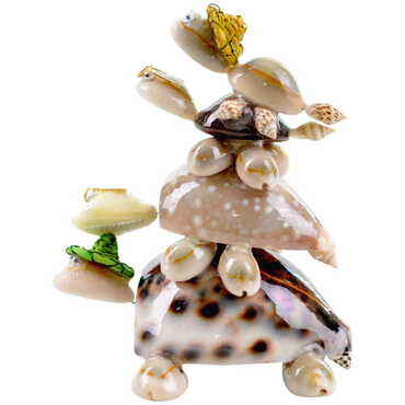 Myros - Sea Shell Triple Family Turtles with Hats Figurine 4 in 1