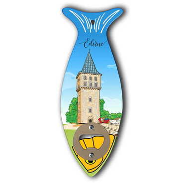 Şehre Özel Ahşap Balık Açacak Magnet 190x70 mm - Thumbnail
