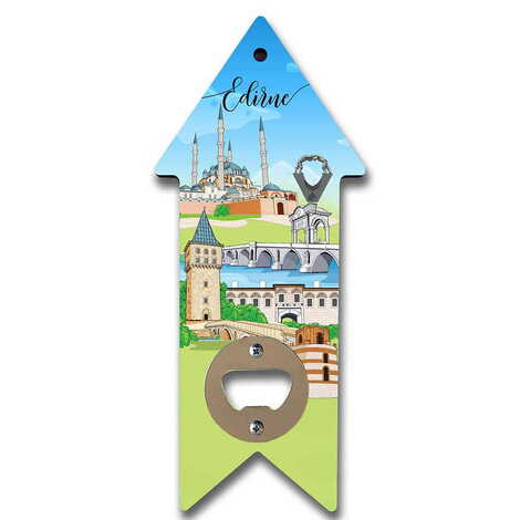 Şehre Özel Myros Ahşap Ok Açacak Magnet 193x82 mm