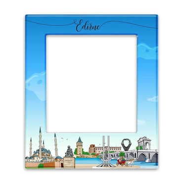 City Themed Epoxy Dome Souvenir Magnetic Photo Frame 95x115 mm