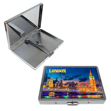 Toptan Şehre Özel Myros Metal Büyük Sigara Tabakası 103x80x11 mm - 2