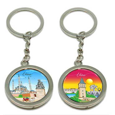 City Themed Metal Spinner Keychain 38x100 mm
