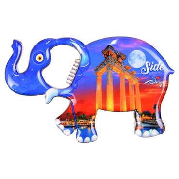 City Themed Elephant Shaped Metal Magnetic Bottle Opener 98x61 mm