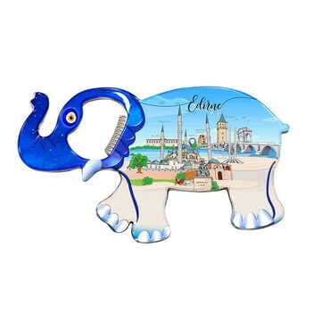 City Themed Elephant Shaped Metal Magnetic Bottle Opener 98x61 mm - Standart - 3
