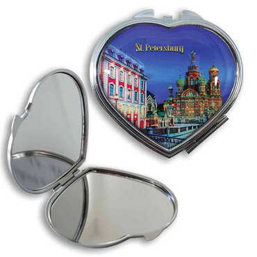 Myros - Şehre Özel Myros Metal Kalp Ayna 70x65x8 mm