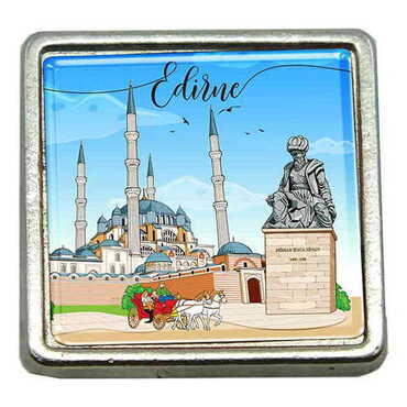 Myros - Şehre Özel Myros Metal Kare Rozet 18x18 mm