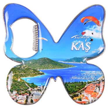 City Themed Butterfly Shaped Metal Magnetic Bottle Opener 70x70 mm