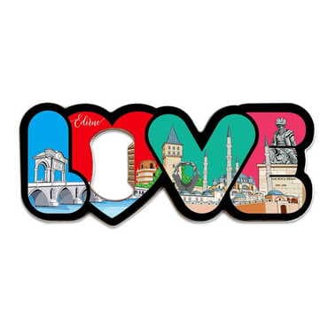 City Themed Love Letter Shaped Metal Magnetic Opener 114x47 mm