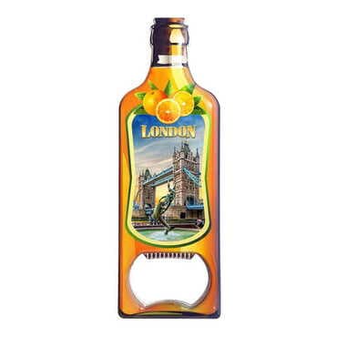 City Themed Bottle Shaped Metal Magnetic Bottle Opener 115x39 mm