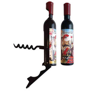 City Themed Bottle Shaped Metal Wine Bottle Corkscrew Opener-Magnetic 115x25x25 mm