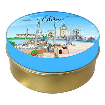 Myros - Şehre Özel Myros Yuvarlak Metal Kutu 73x35 mm