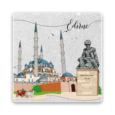 Myros - Şehre Özel Taş Bardak Altlığı 100x100 mm