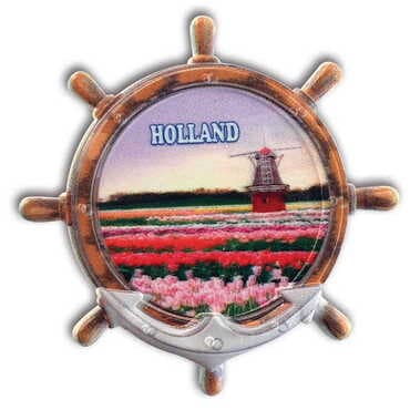 City Themed Customised UV Printed Plastic Base Marin Rudder Shaped Fridge Magnet 82x82 mm