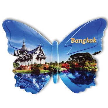 City Themed Customised UV Printed Plastic Base Butterfly Shaped Fridge Magnet 80x58 mm