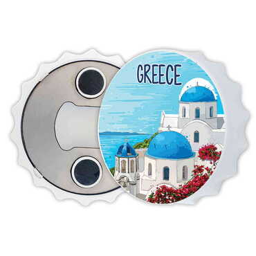 City Themed Customised UV Printed Bottle Cap Shaped Plastic Base Bottle Opener 58x15 mm