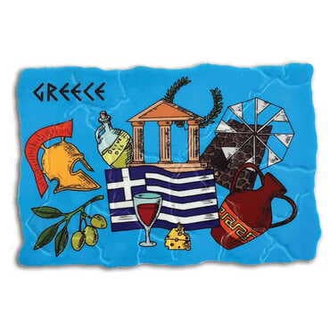 City Themed Customised UV Printed Plastic Base Mosaic Pattern Rectangle Fridge Magnet 80x50 mm