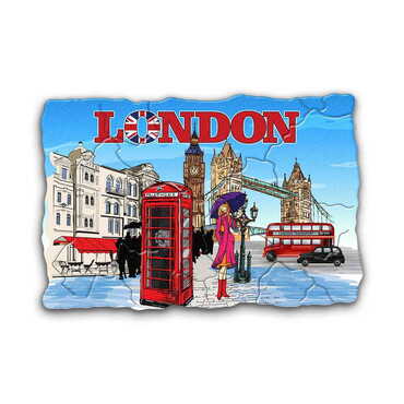 City Themed Customised UV Printed Plastic Base Mosaic Pattern Rectangle Fridge Magnet 80x50 mm - Standart - 2