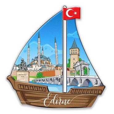 City Themed Customised UV Printed Plastic Base Sail Ship Shaped Fridge Magnet 77x80 mm