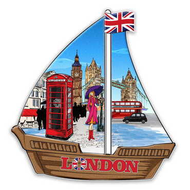 City Themed Customised UV Printed Plastic Base Sail Ship Shaped Fridge Magnet 77x80 mm - Standart - 2