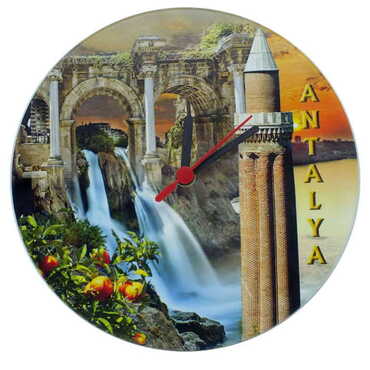 Myros - Antalya Themed Ceramic Wall Clock 20 cm