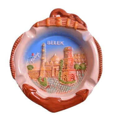 Belek Themed Anchor Shaped Ceramic Blue Ashtray