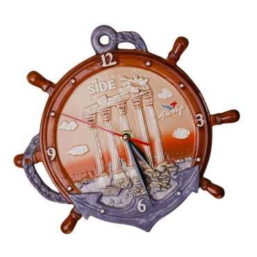 Side Themed Ceramic Brown Anchor Clock - Standart - 2