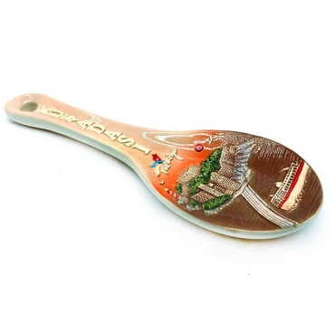 Kusadasi Themed Brown Ceramic Spoon Rest