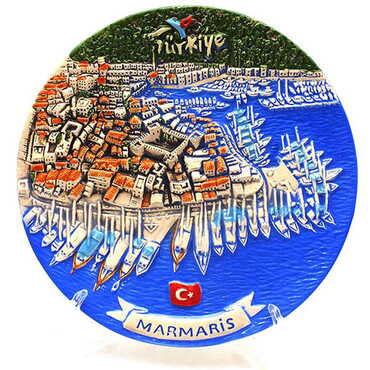 Myros - Marmaris Themed Ceramic Plate 15 Cm