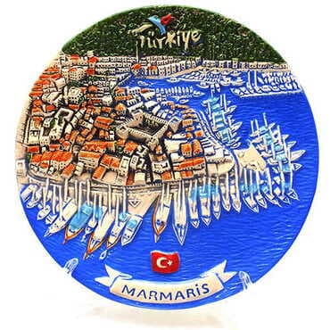 Marmaris Themed Ceramic Plate 15 Cm