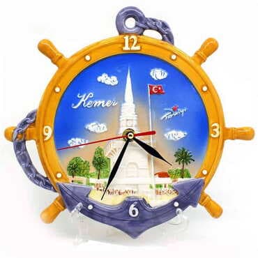 Kemer Themed Ceramic Blue Anchor Clock