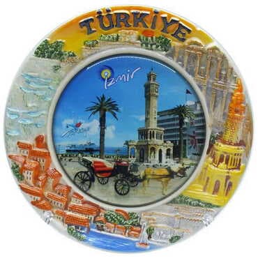 Aegean Region Orange Ceramic Decorative Plate 15 Cm