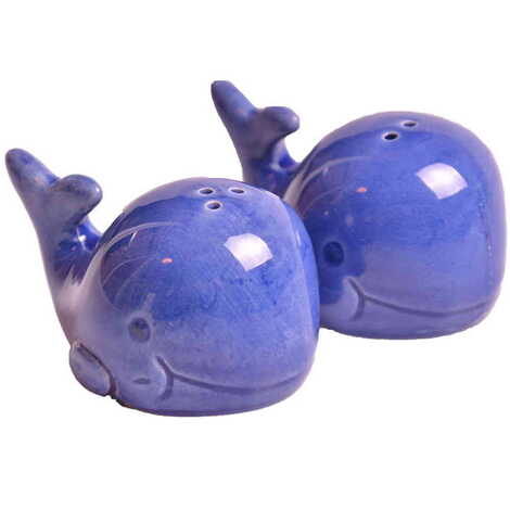 Ceramic Dolphin Shaped Blue Salt And Pepper Shaker - 1