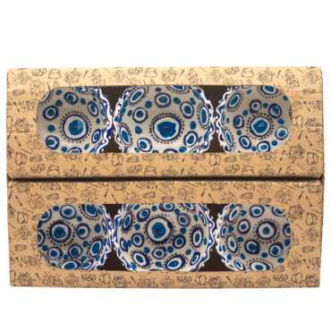 Set of Six 8 cm Embossed Evil Eye Bowls - 1